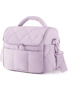Cute Quilted Insulated Lunch Bag for Women - Stylish Purple Lunch Box